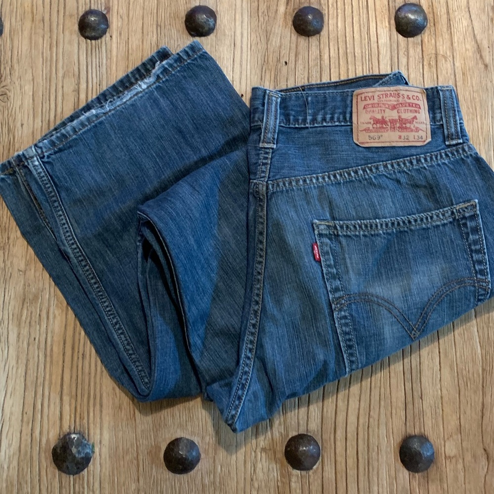 VINTAGE LEVIS Jeans 569 Loose Straight Fit Dark Wash Red Tab